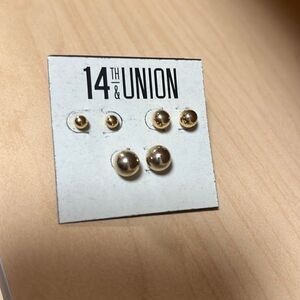 14th & Union earrings set of 3 gold tone